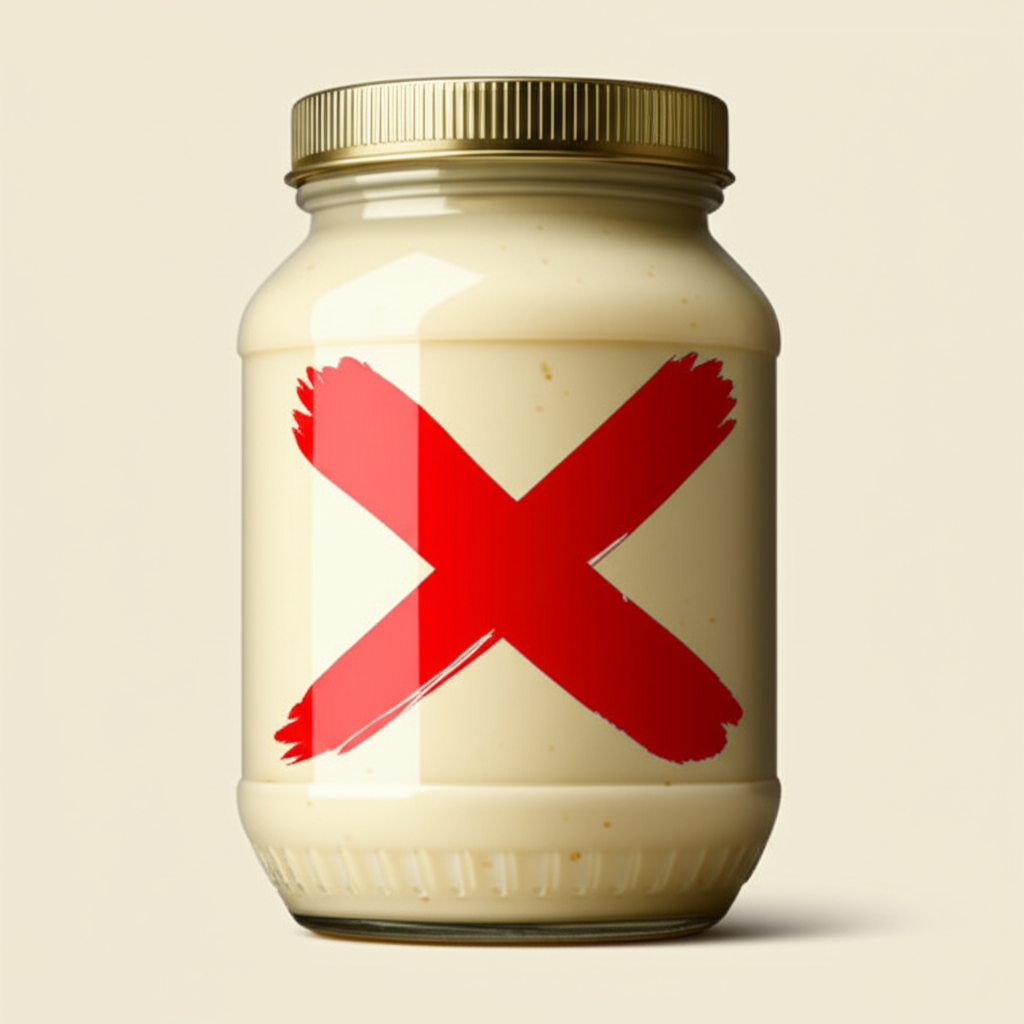 Regular mayo crossed out